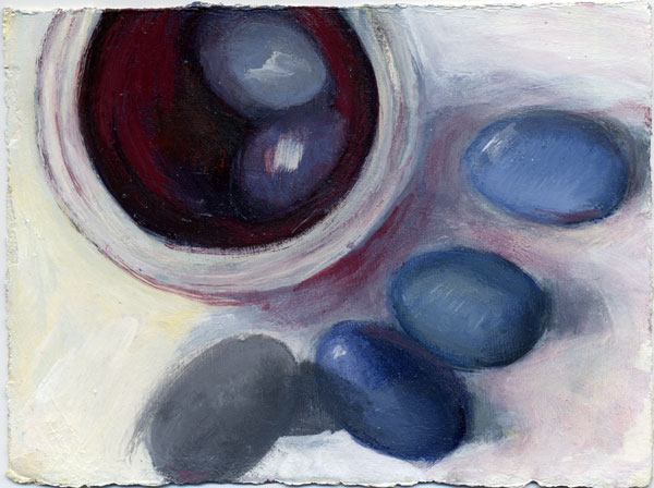 blue eggs next to bowl