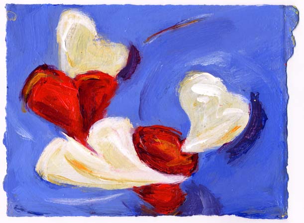 blue background 5 hearts