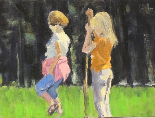 two girls walking in San Anselmo park