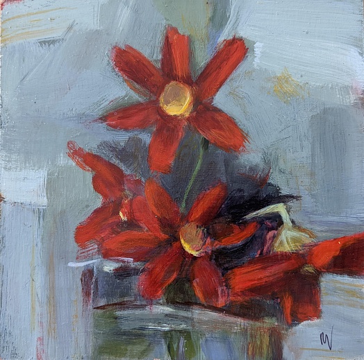 small red flowers abstract background