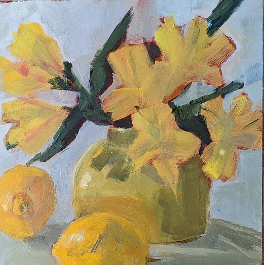 Yellow Alstroemerias with lemons