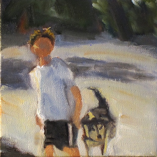 Ethan walking Ama