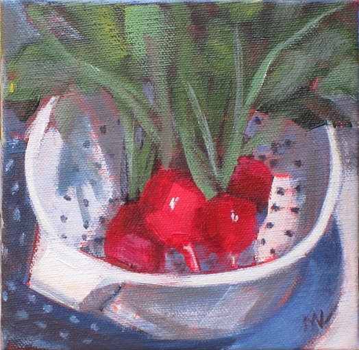 Red Radishes from Garden in Colander