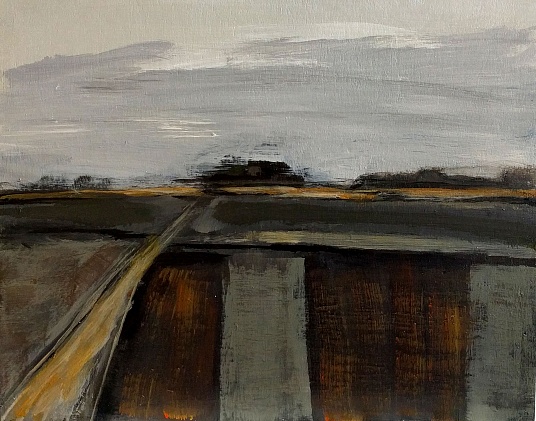 Abstract Landscape striped fields grays golds
