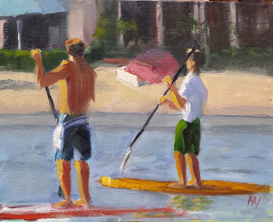 Two Boys on Paddle Boards
