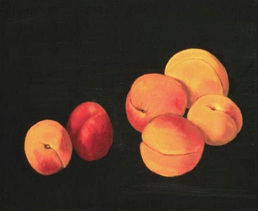 apricots against black ground